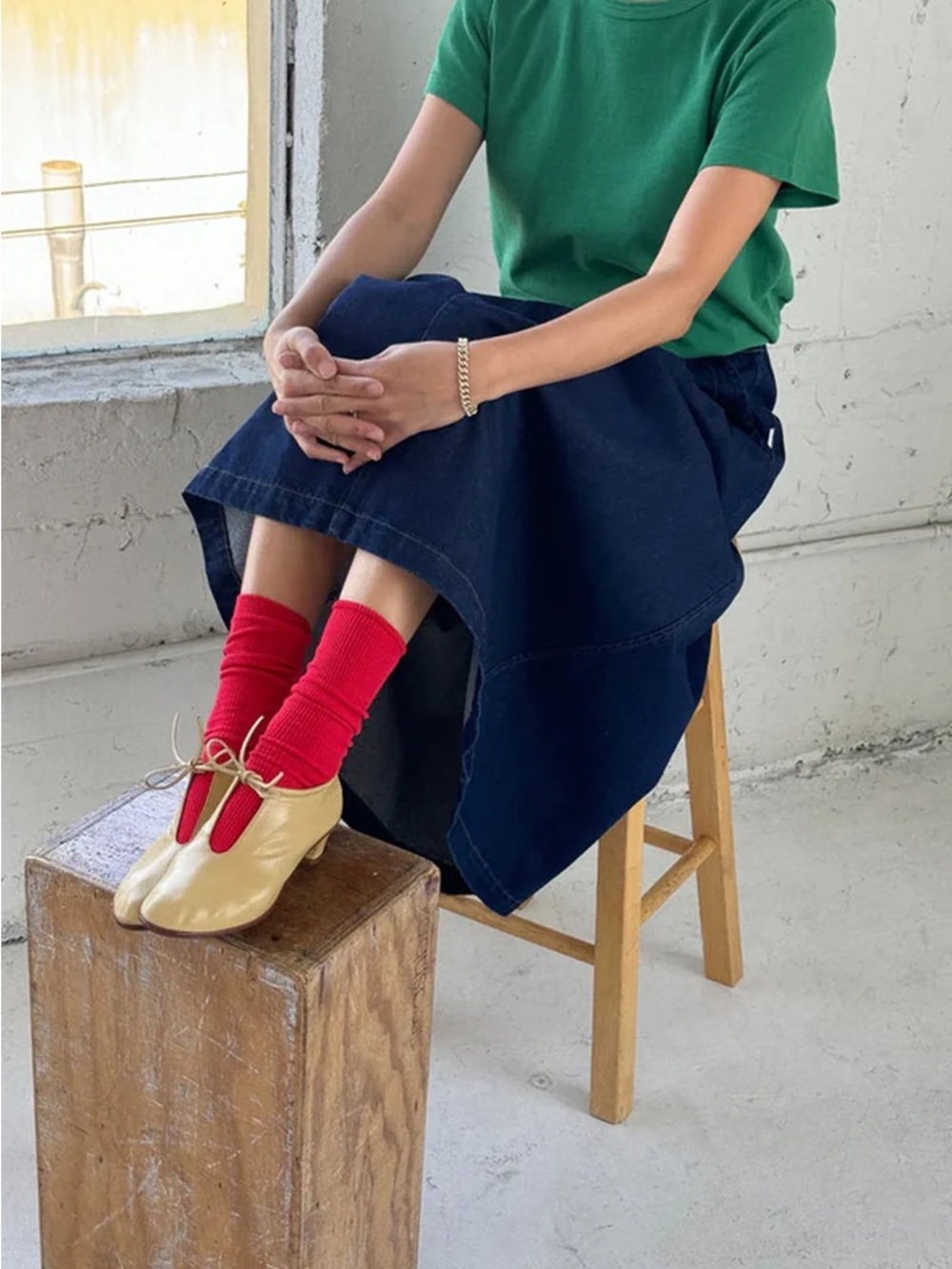 Casual Women's Crew Socks in Bright Red